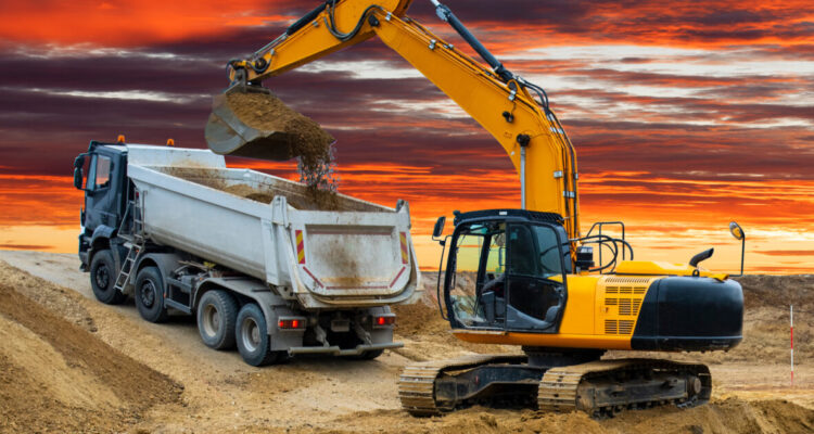 Bagger auf Baustelle